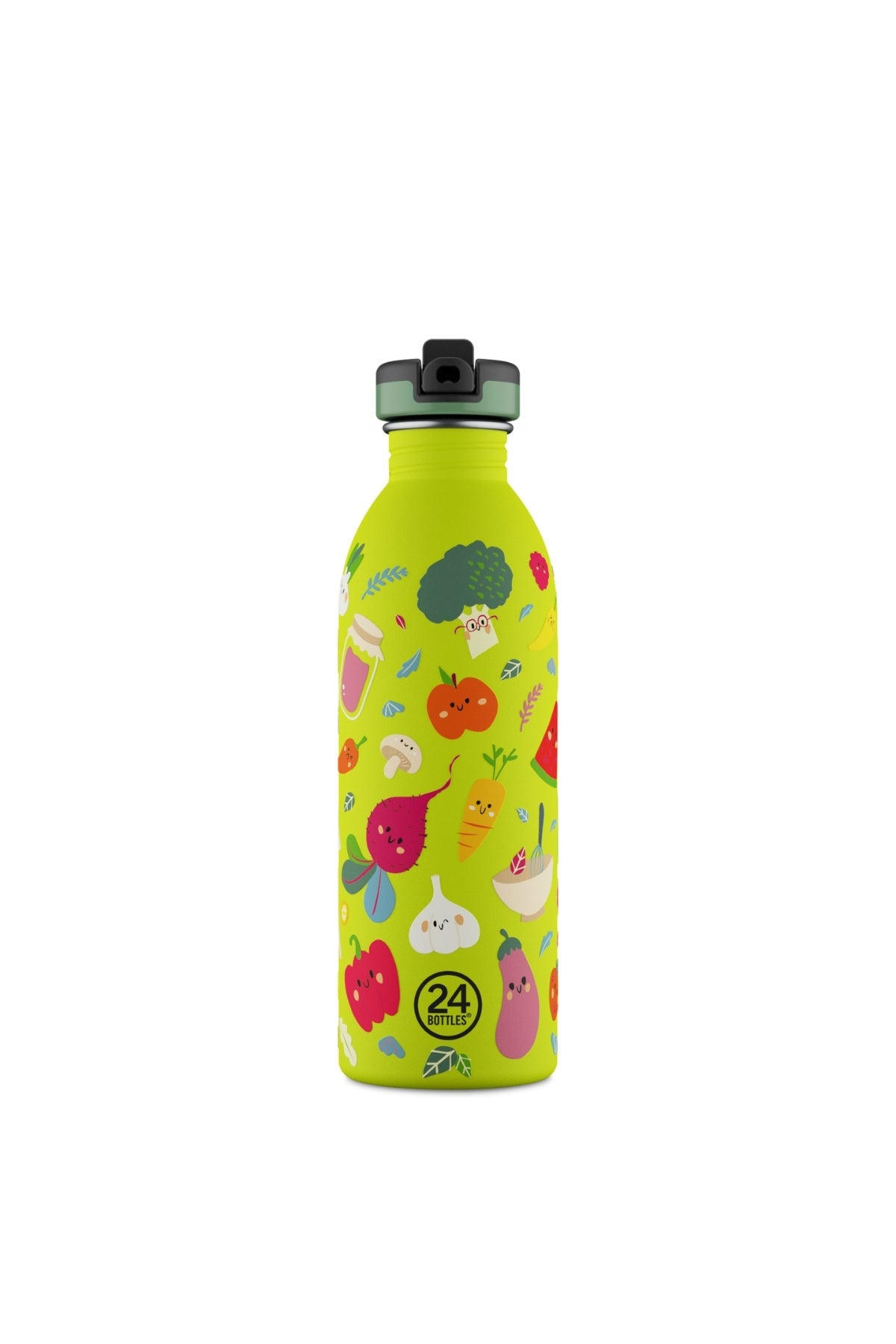 Kids Bottle Veggie Friends Pipetli Paslanmaz Çelik Çocuk Su Matarası 500 ml