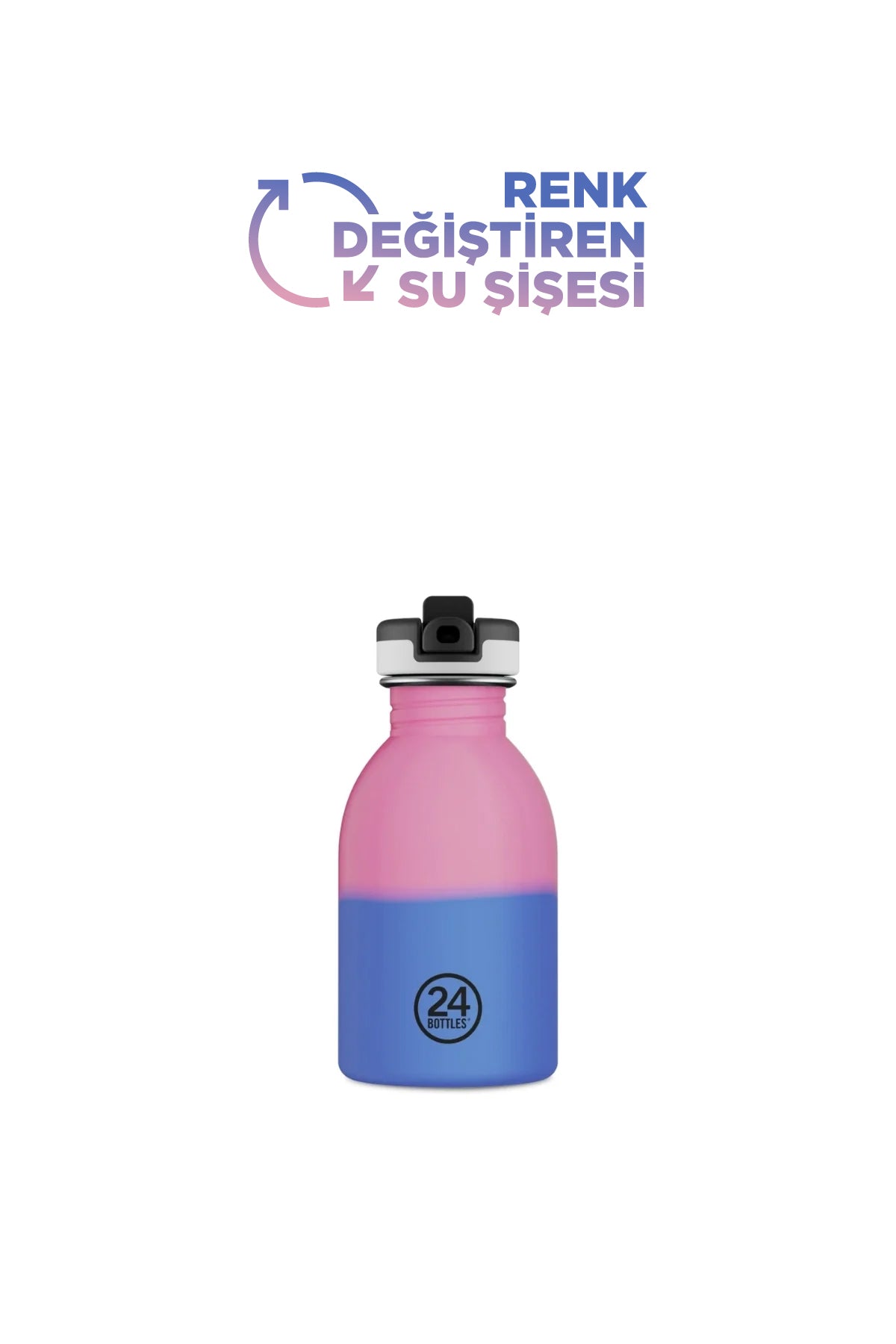 Kids Bottle Reactive Pembe/Mavi Paslanmaz Çelik Çocuk Su Matarası 250 ml