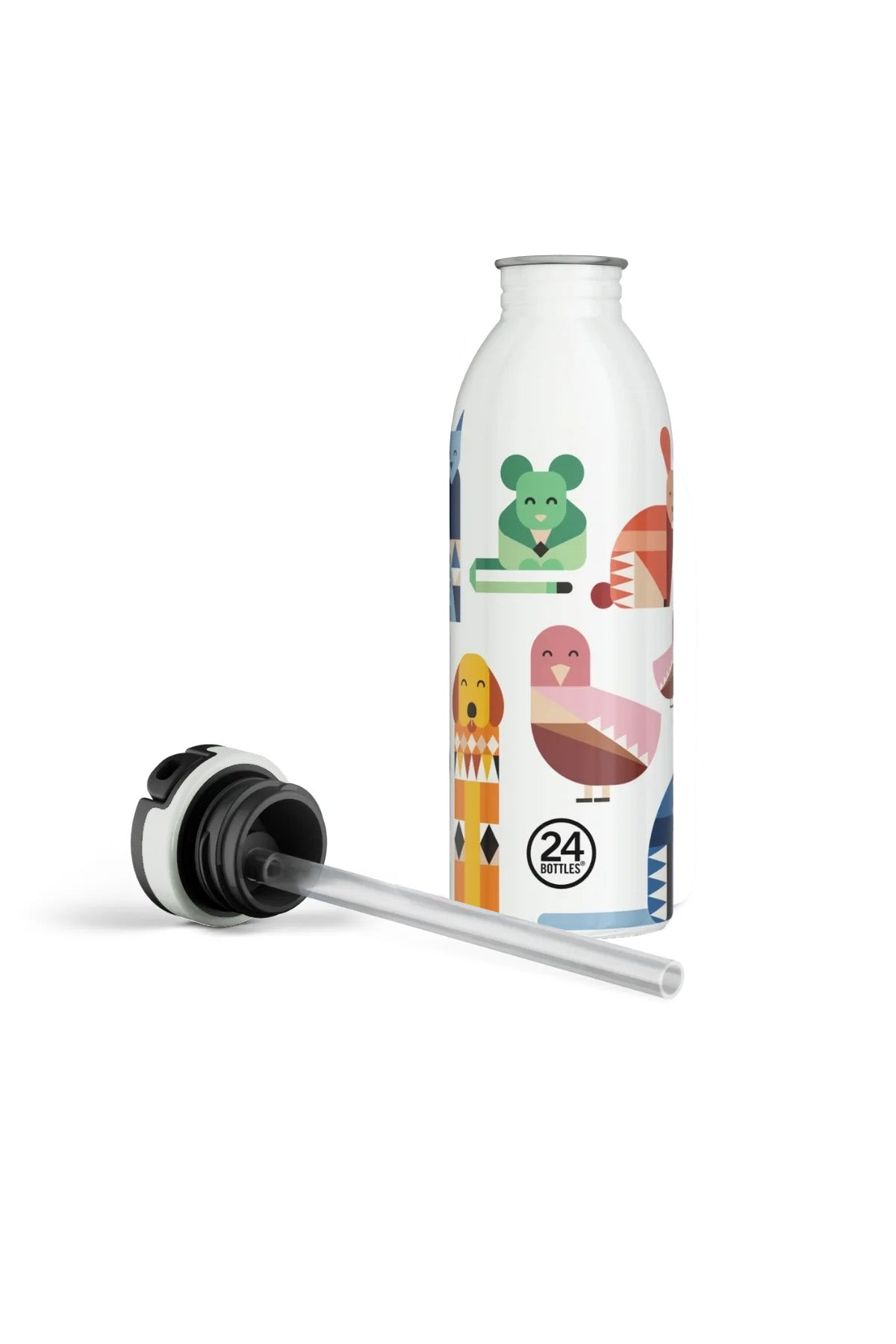 Kids Bottle Best Friends Pipetli Paslanmaz Çelik Çocuk Su Matarası 500 ml