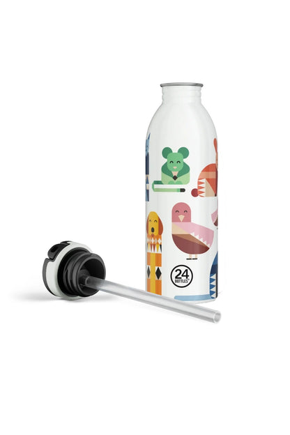 Kids Bottle Best Friends Pipetli Paslanmaz Çelik Çocuk Su Matarası 500 ml