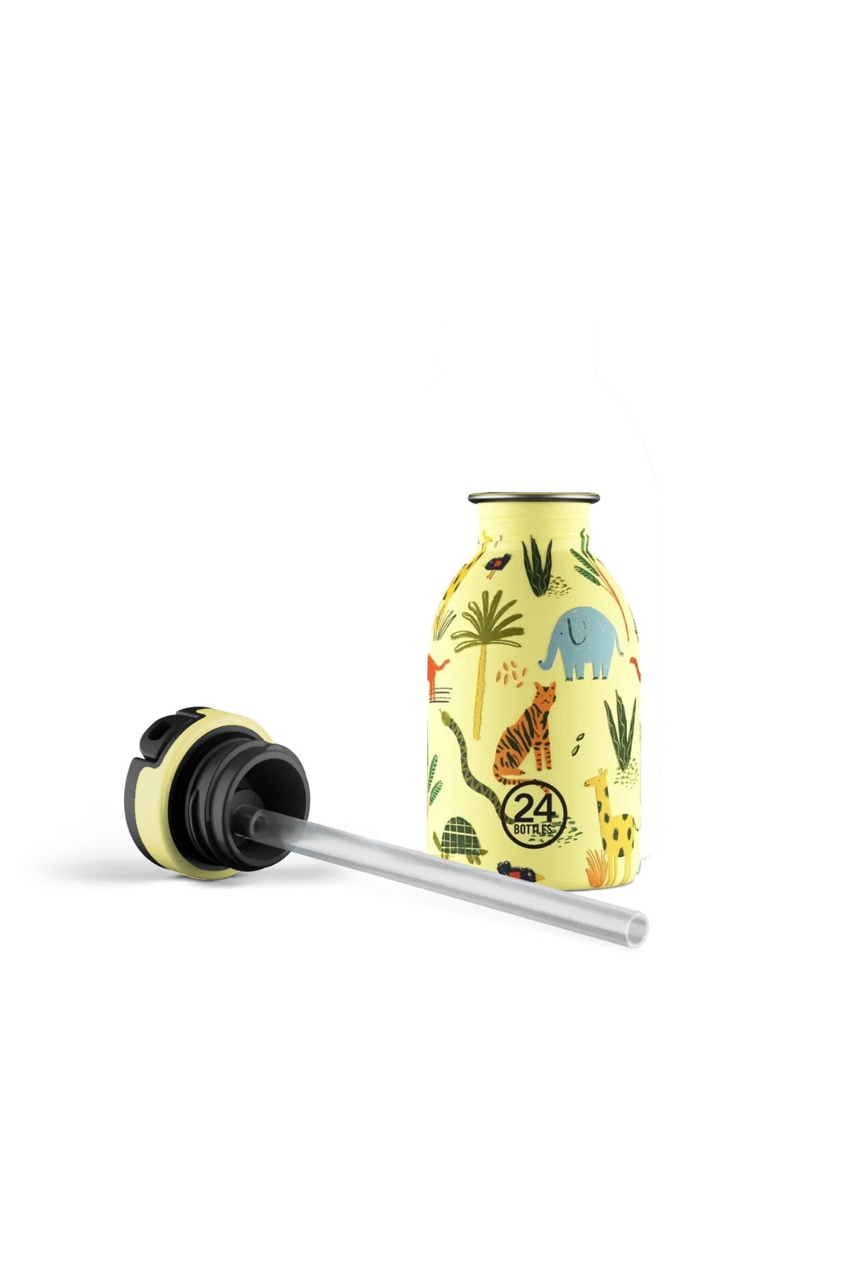 Kids Bottle Jungle Friends Paslanmaz Pipetli Çelik Çocuk Su Matarası 250 ml