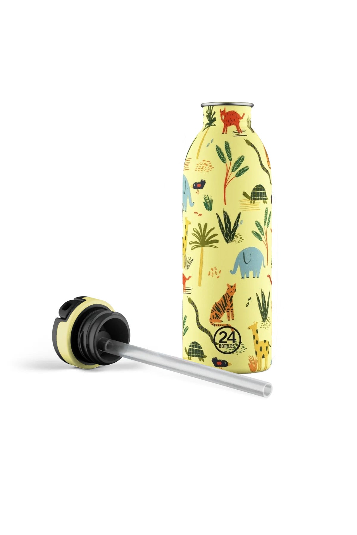 Kids Bottle Jungle Friends Pipetli Paslanmaz Çelik Çocuk Su Matarası 500 ml