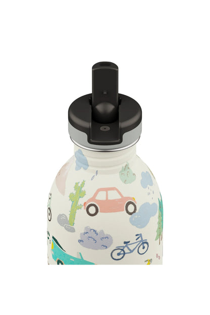 Kids Bottle Adventure Friends Pipetli Paslanmaz Çelik Çocuk Su Matarası 250 ml