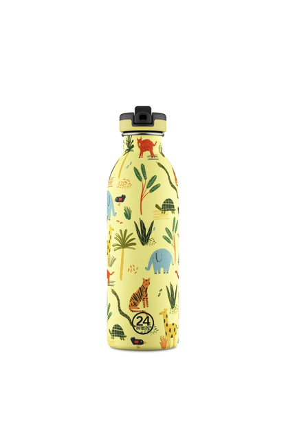 Kids Bottle Jungle Friends Pipetli Paslanmaz Çelik Çocuk Su Matarası 500 ml