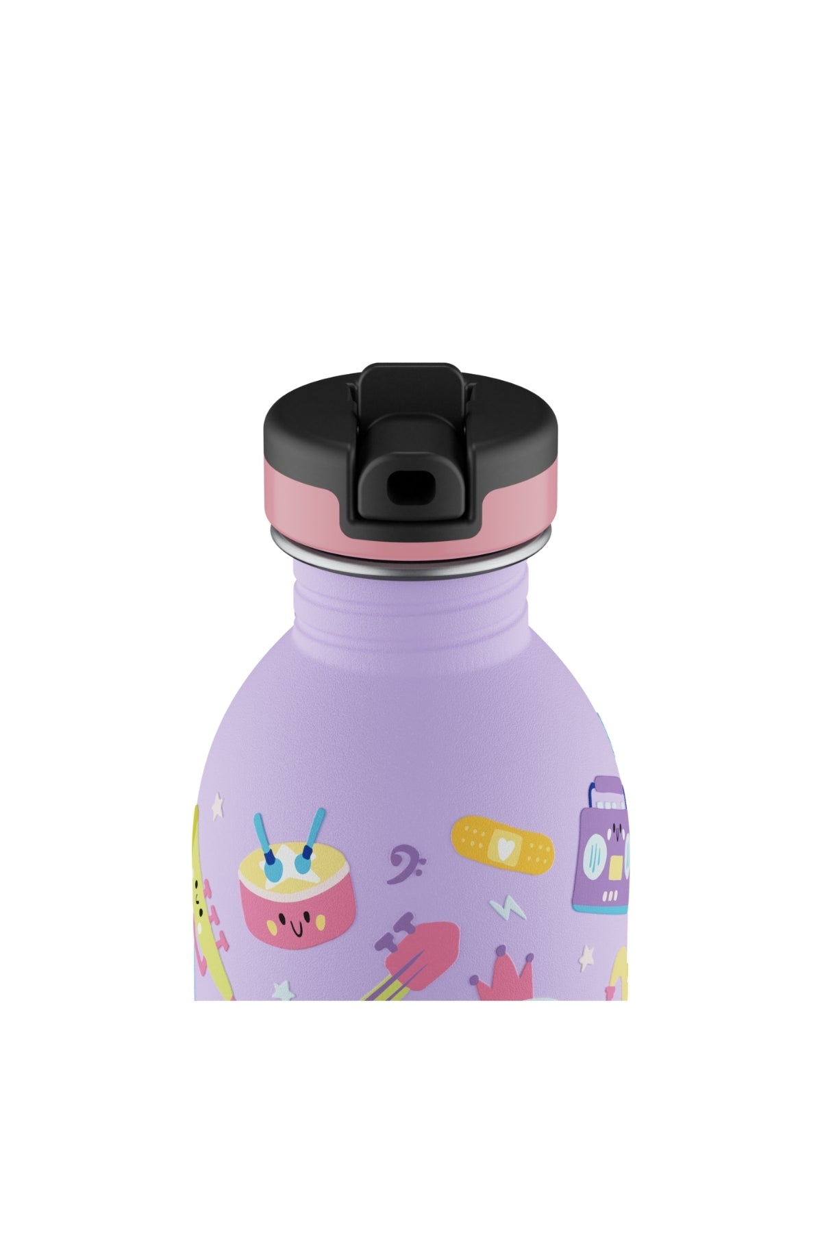 Kids Bottle Music Friends Pipetli Paslanmaz Çelik Çocuk Su Matarası 250 ml