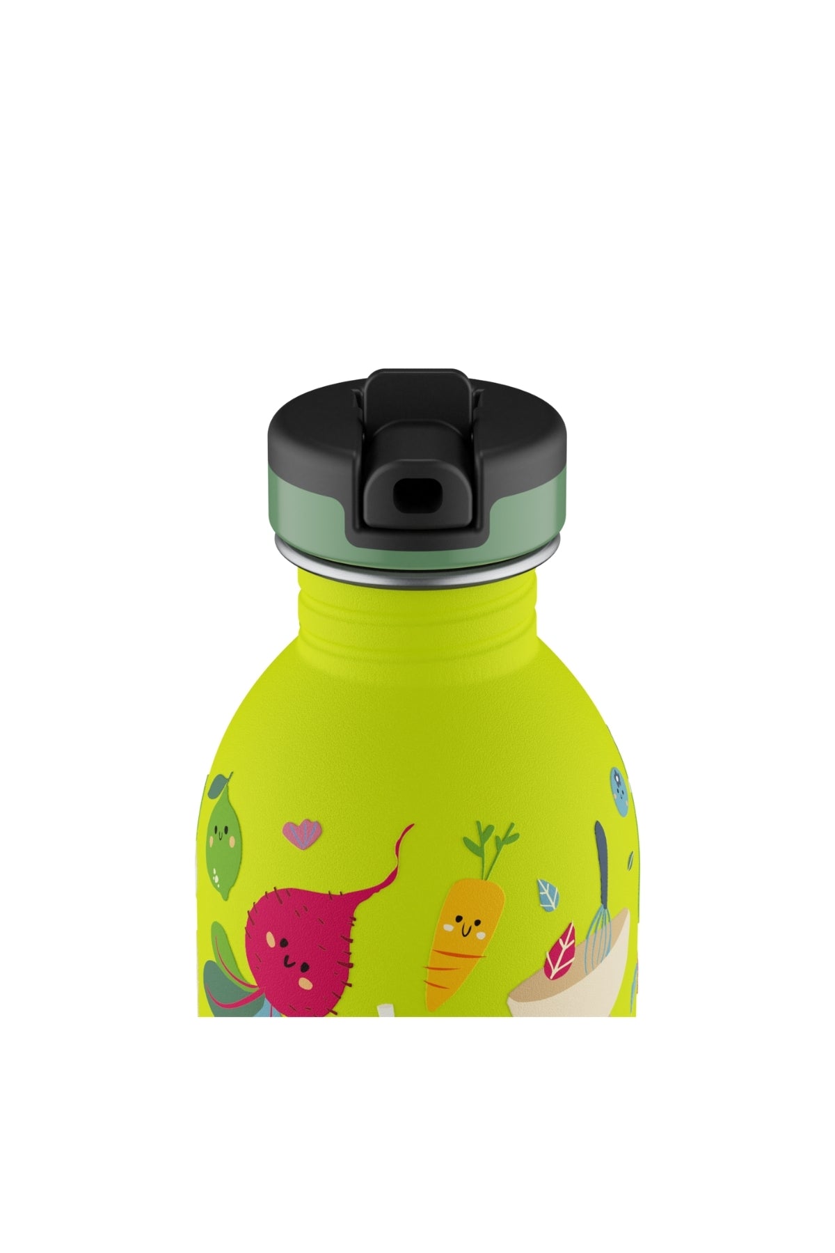 Kids Bottle Veggie Friends Pipetli Paslanmaz Çelik Çocuk Su Matarası 250 ml