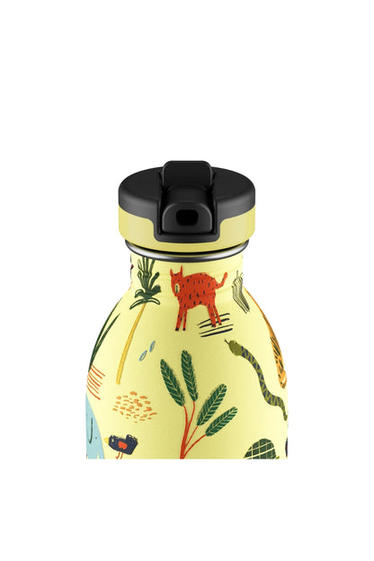 Kids Bottle Jungle Friends Pipetli Paslanmaz Çelik Çocuk Su Matarası 500 ml