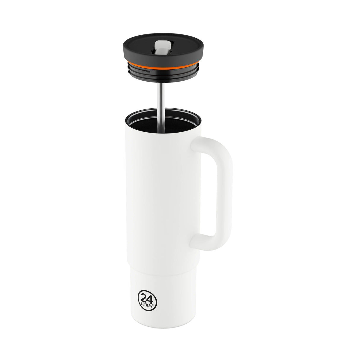 Straw Cup Ice White Pipetli Paslanmaz Çelik Termos 800 ml