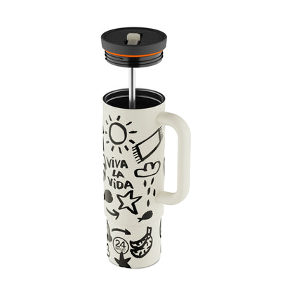 Straw Cup Viva la Vida Pipetli Paslanmaz Çelik Termos 800 ml