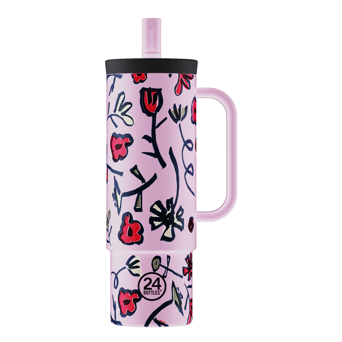 Straw Cup Fiore Di Campo Pipetli Paslanmaz Çelik Termos 800 ml