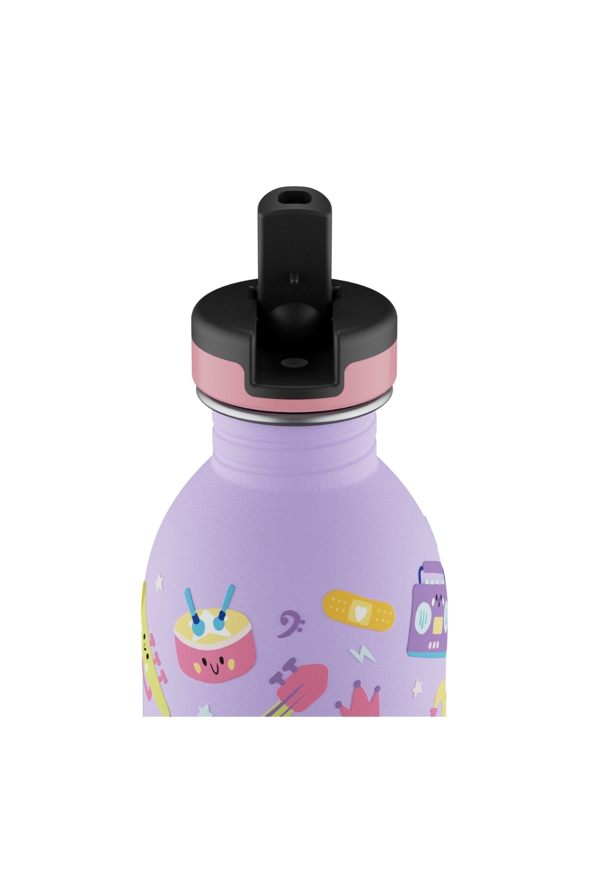 Kids Bottle Music Friends Pipetli Paslanmaz Çelik Çocuk Su Matarası 250 ml