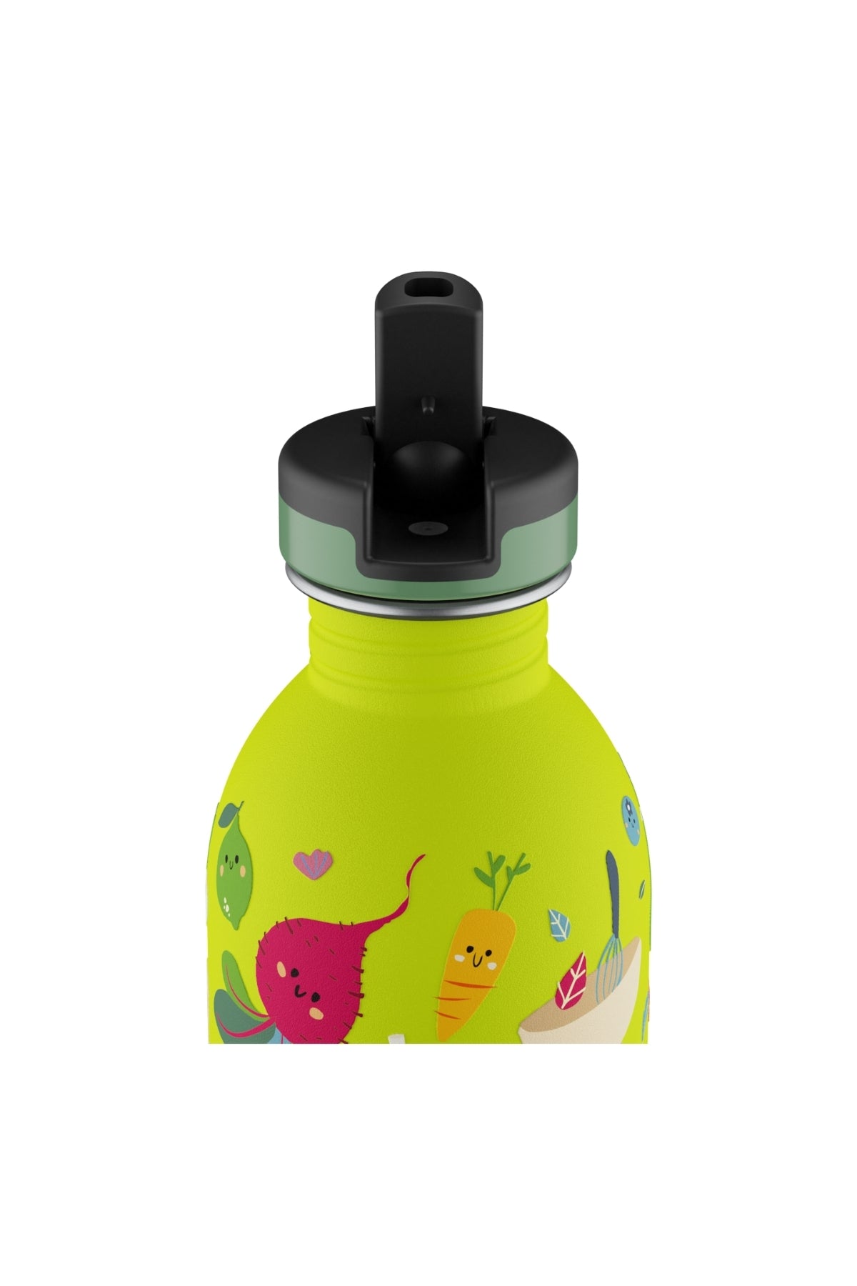 Kids Bottle Veggie Friends Pipetli Paslanmaz Çelik Çocuk Su Matarası 250 ml