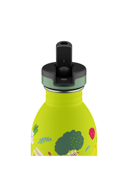 Kids Bottle Veggie Friends Pipetli Paslanmaz Çelik Çocuk Su Matarası 500 ml