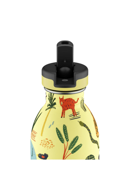 Kids Bottle Jungle Friends Pipetli Paslanmaz Çelik Çocuk Su Matarası 500 ml