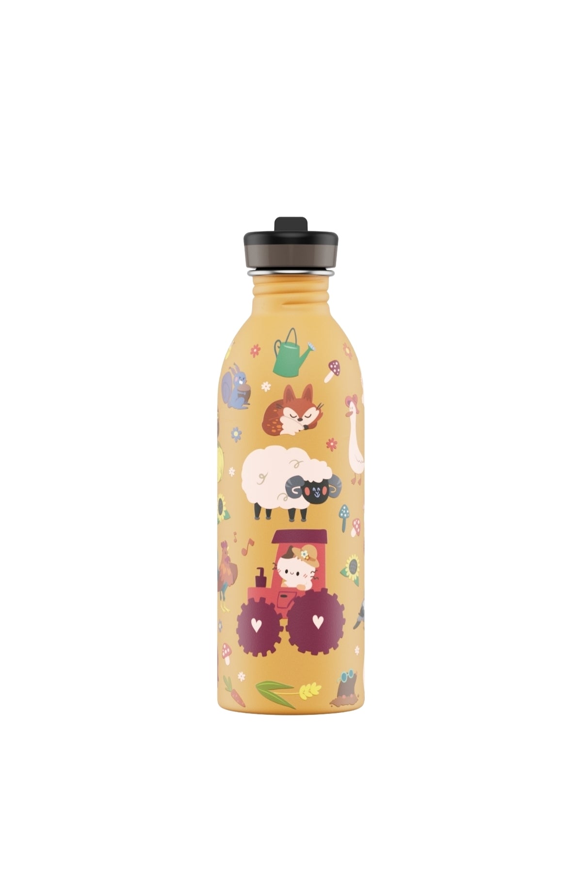 Kids Bottle Farm Friends Pipetli Paslanmaz Çelik Çocuk Su Matarası 500 ml