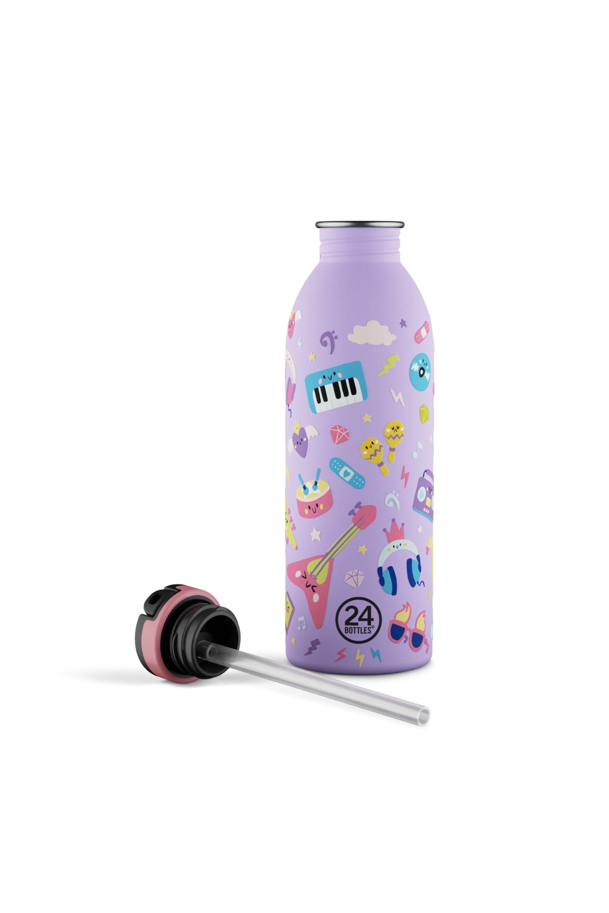 Kids Bottle Music Friends Pipetli Paslanmaz Çelik Çocuk Su Matarası 500 ml