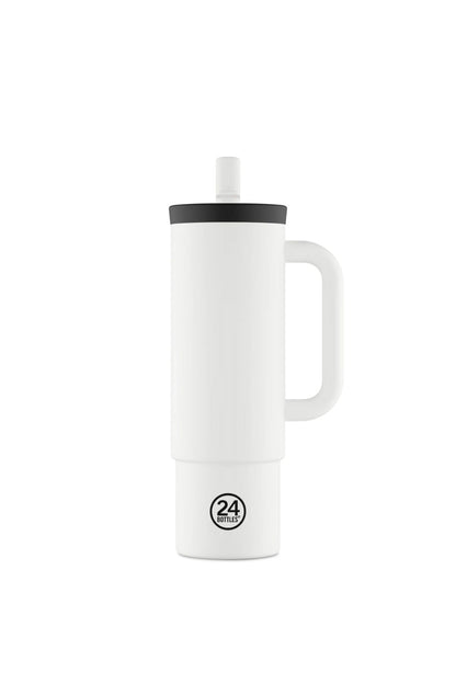 Straw Cup Ice White Pipetli Paslanmaz Çelik Termos 800 ml