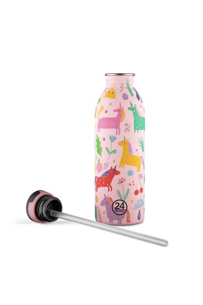 Kids Bottle Magic Friends Pipetli Paslanmaz Çelik Çocuk Su Matarası 500 ml