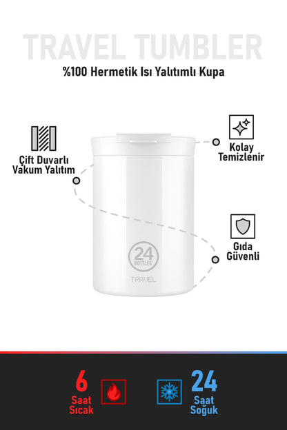 Travel Tumbler Black Marble Paslanmaz Çelik Termos Bardak 350 ml