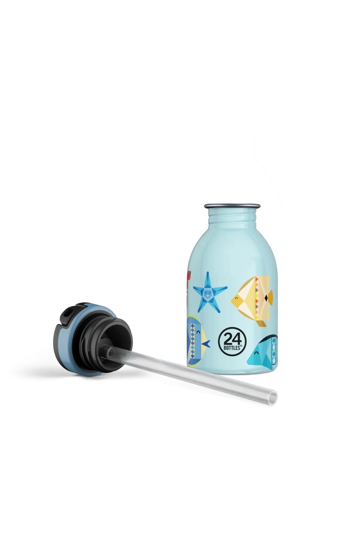 Kids Bottle Sea Friends Pipetli Paslanmaz Çelik Çocuk Su Matarası 250 ml