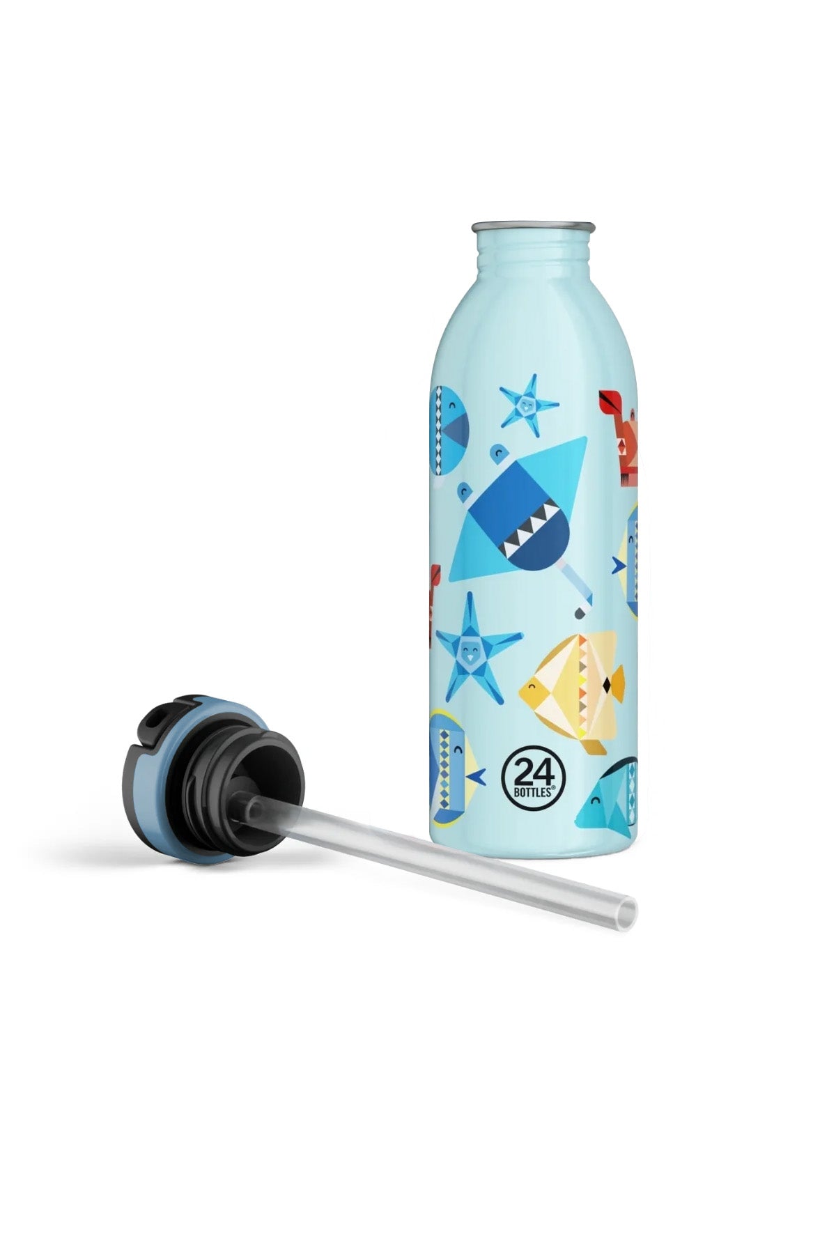 Kids Bottle Sea Friends Pipetli Paslanmaz Çelik Çocuk Su Matarası 500 ml