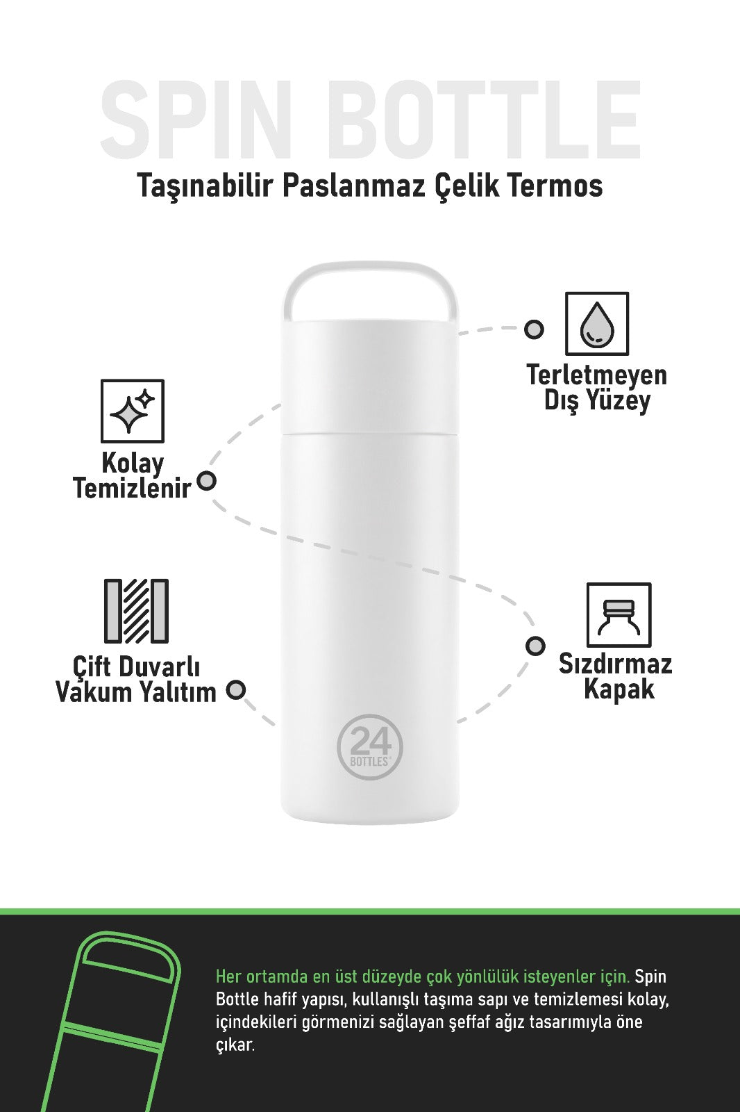 Straw Cup Daydreaming Pipetli Paslanmaz Çelik Termos 800 ml